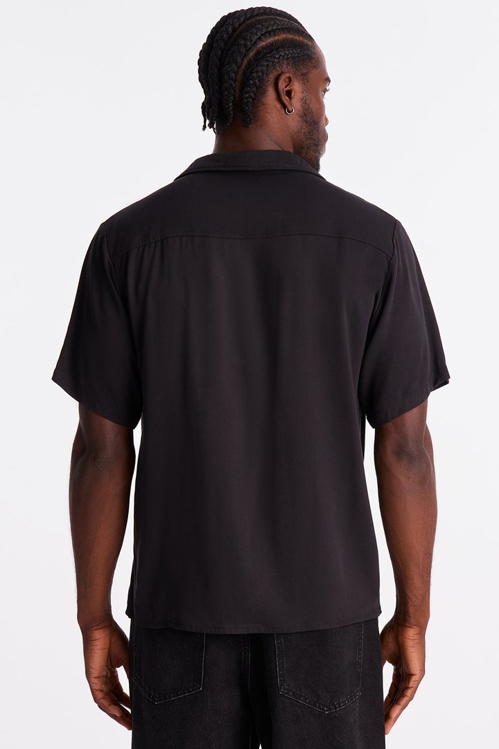 McDonalds Closed Collar Button Up Shirt - Black