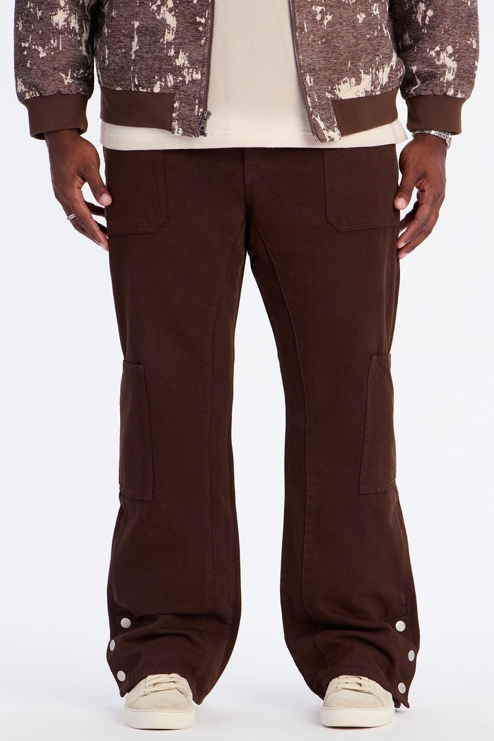 Stacked Slim Flare Peak Snap Jean - Brown