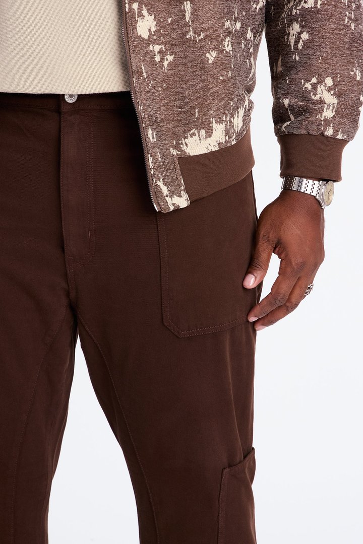 Stacked Slim Flare Peak Snap Jean - Brown
