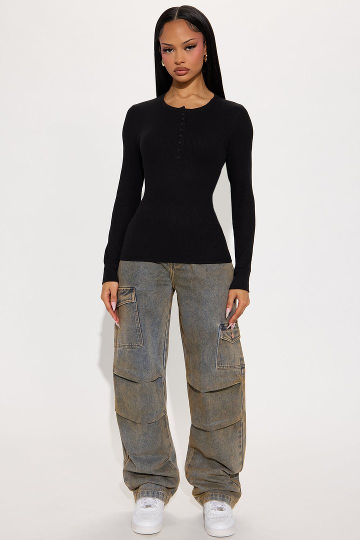 Sophie Henley Long Sleeve Thermal Top - Black