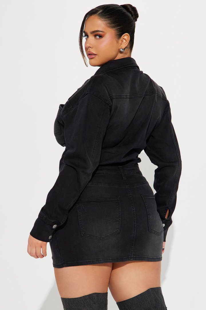 Belleville Denim Mini Dress - Black