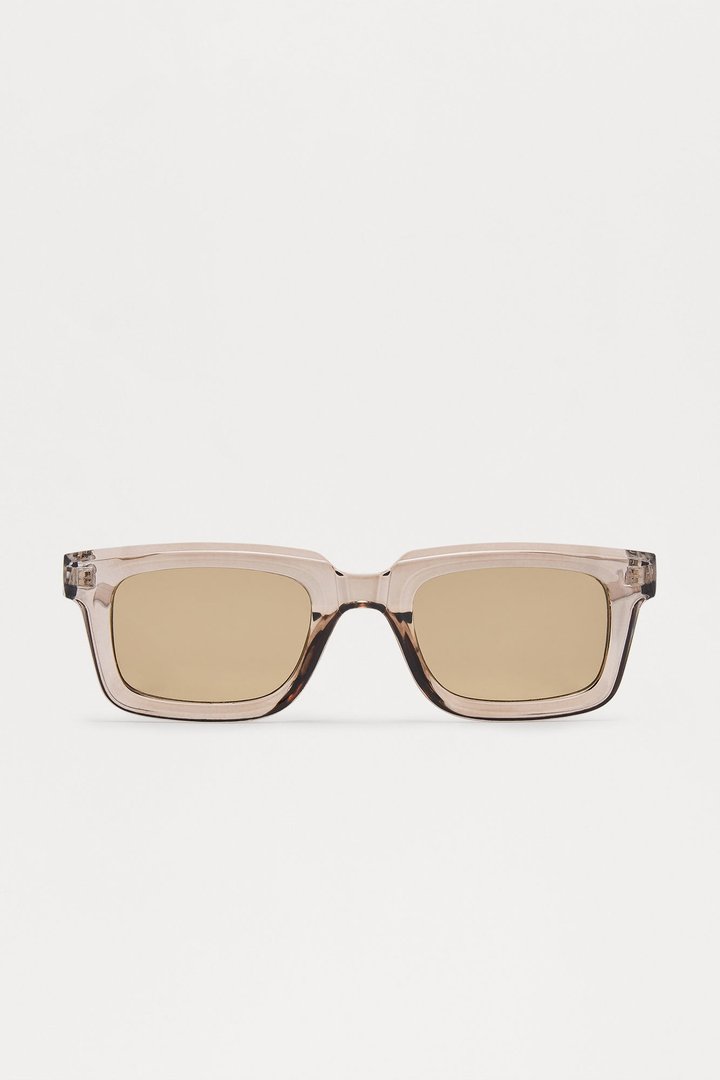 Sleek Crystal Frame Color Lens Sunglasses - Brown