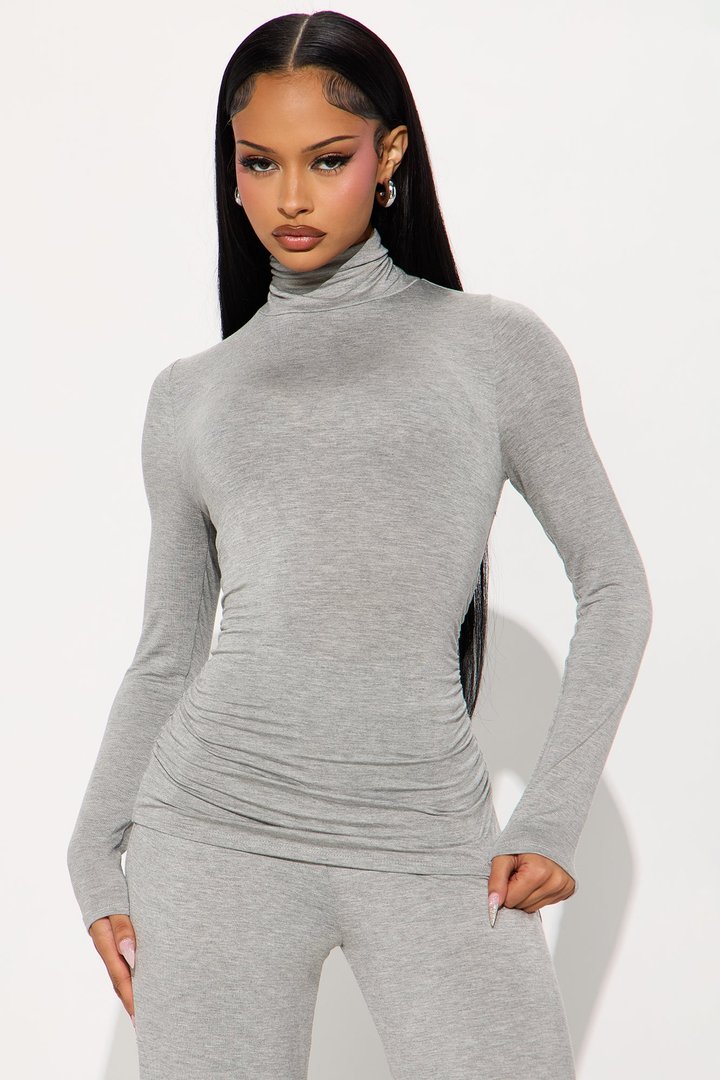 Keep It Simple High Neck Pant Set - Grey