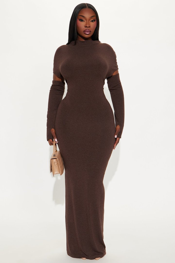 Silent Thrill Maxi Dress - Brown
