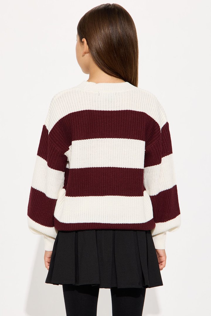 Mini Autumn Dreams Striped Sweater - Burgundy/combo