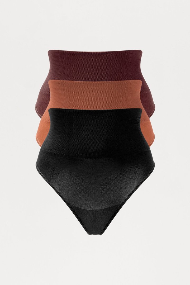 Soft Control 3 Pack Seamless Shaping Thong - Mocha/combo