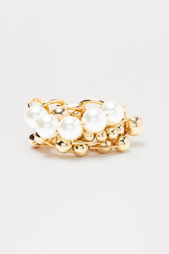 Lori Pearl Beaded 7 Piece Bracelet Set - Gold
