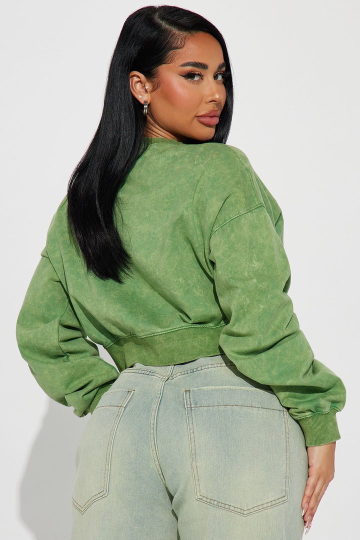 Rylee Washed Lounge Sweatshirt - Green