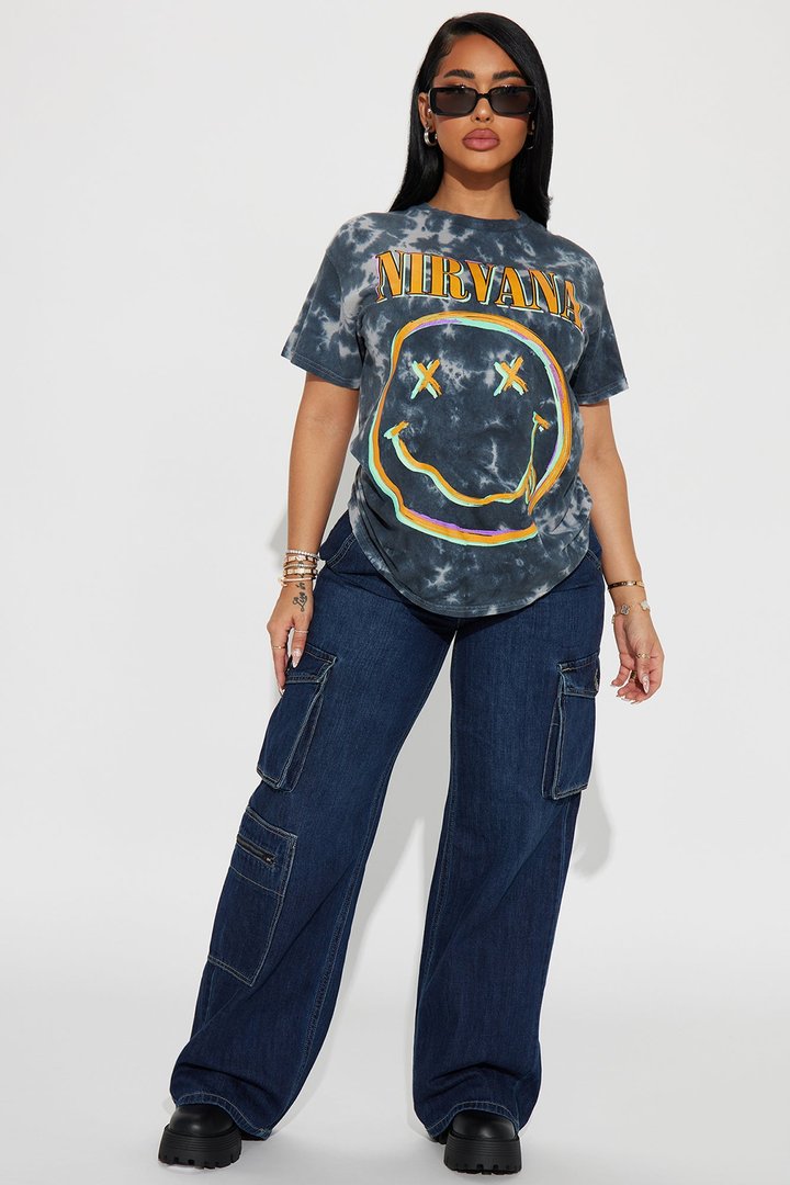 Nirvana All Smiles Tie Dye Tee - Black/combo