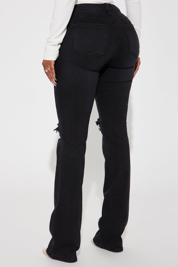 Jessie Mid Rise Distressed Bootcut Jean - Black