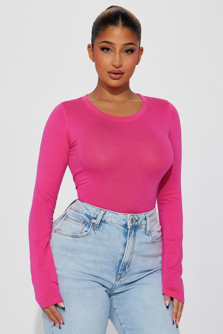 Julia Long Sleeve Top - Magenta