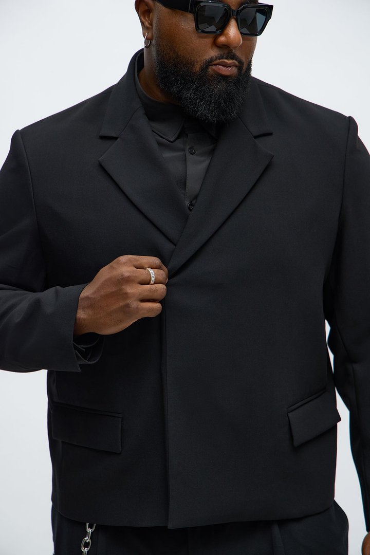 Ronan Cropped Double Breasted Blazer - Black