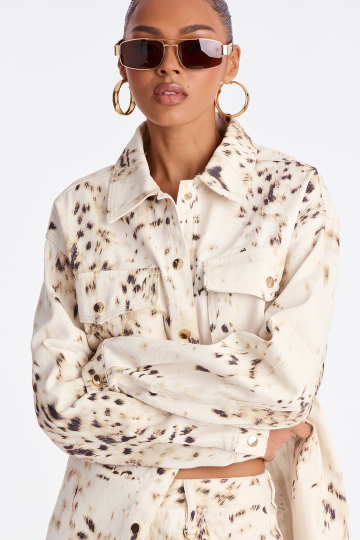 Ocotillo Printed Denim Shacket - Cream/combo