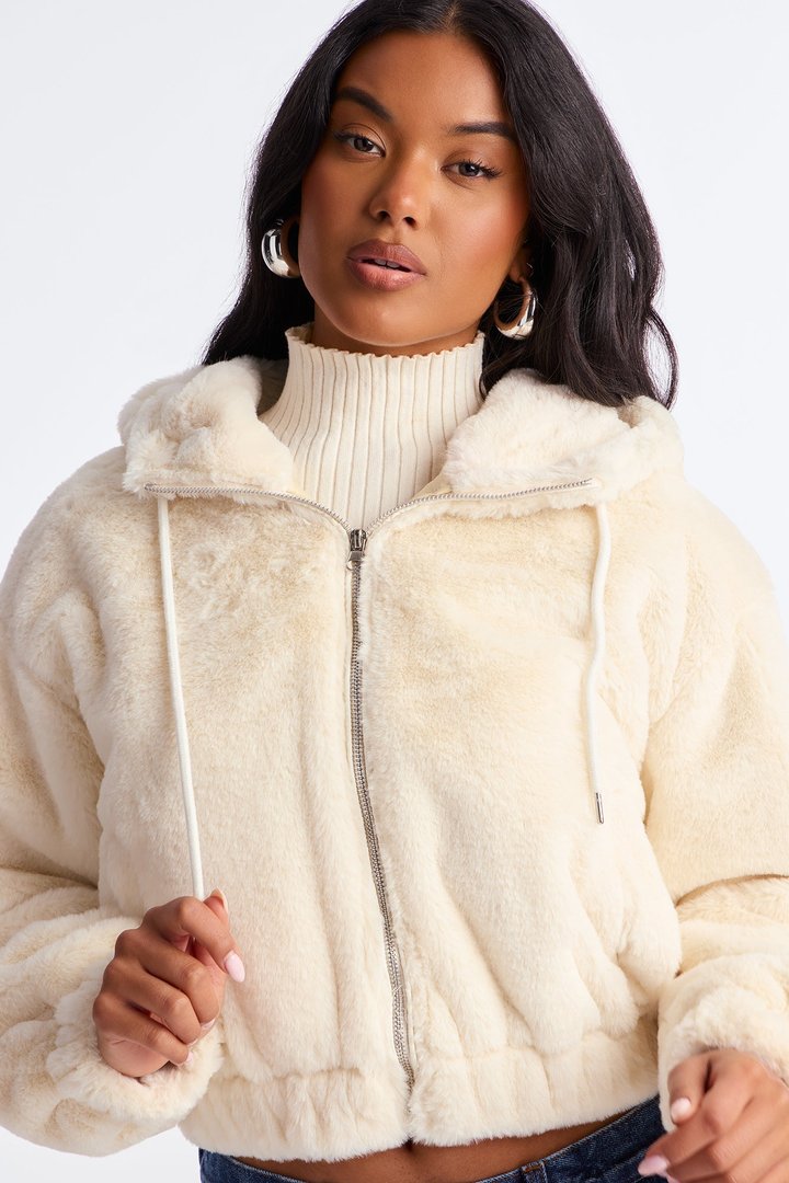 Jolie Faux Fur Jacket - Ivory