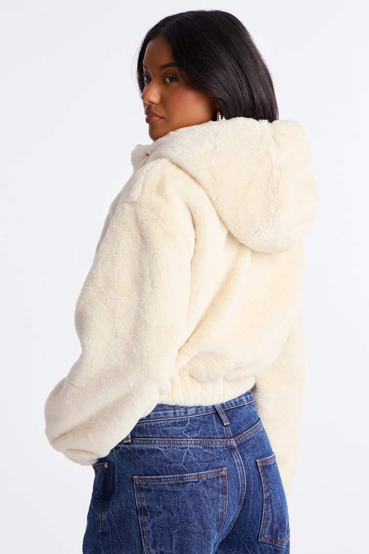 Jolie Faux Fur Jacket - Ivory