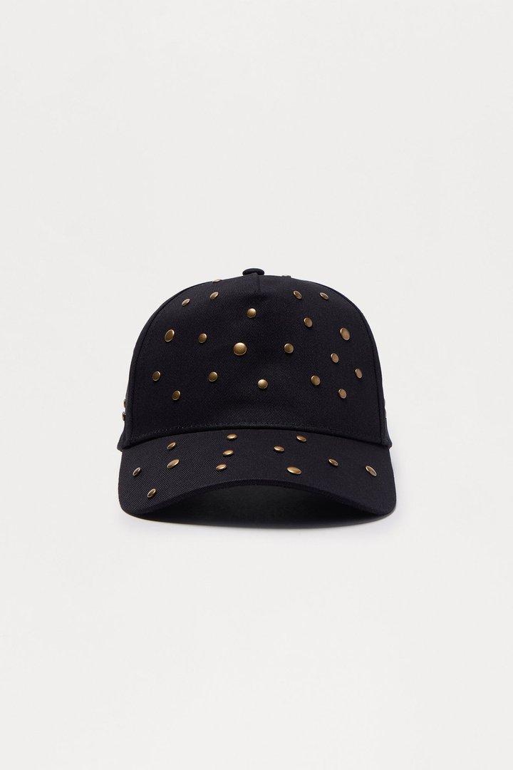 Studded Strapback Hat - Black