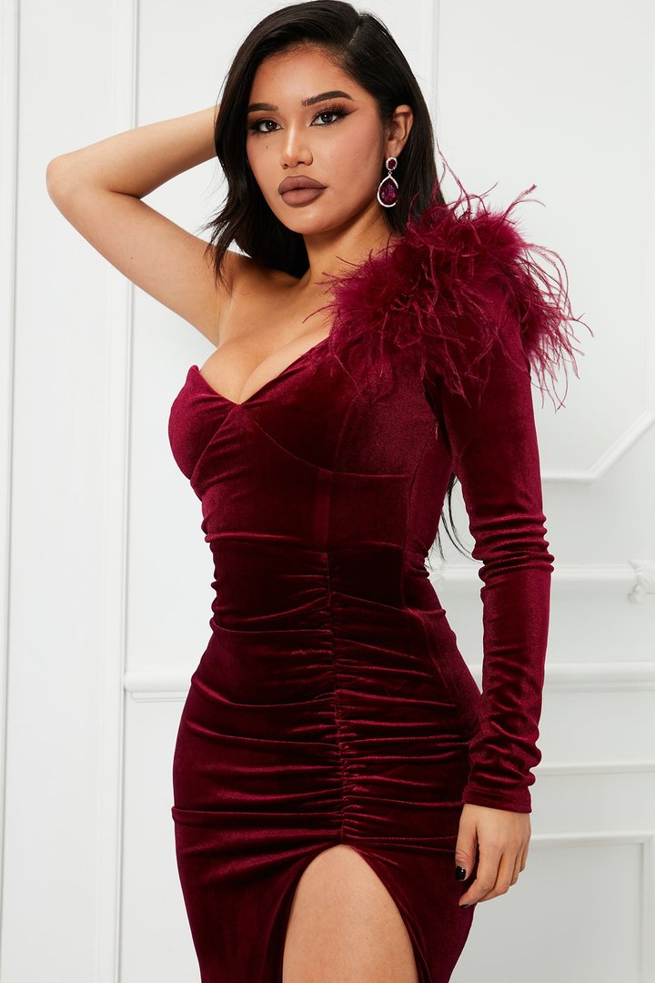 Meet Me At The Party Gown - Burgundy