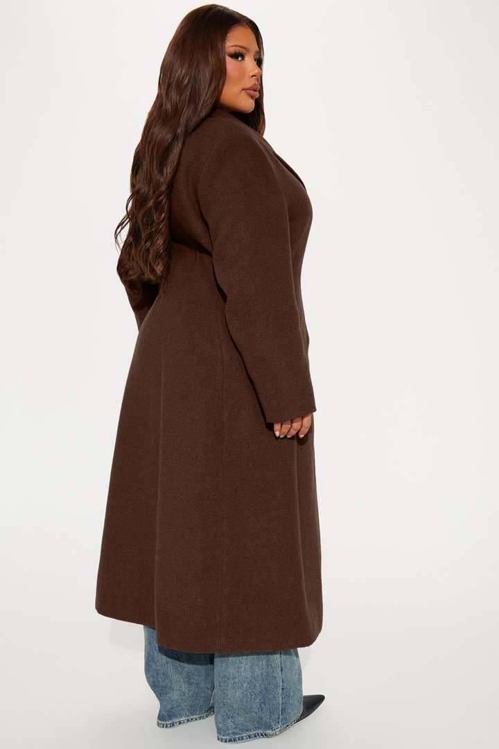 Natalie Wool Trench Coat - Chocolate