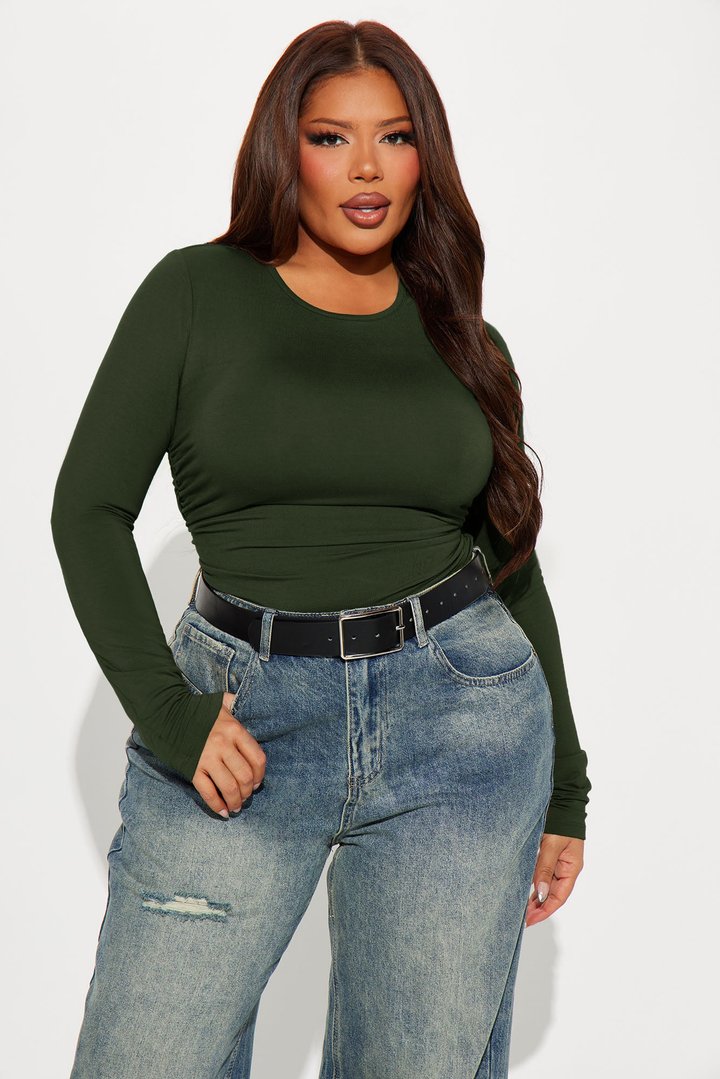 Raven Ruched Top - Olive