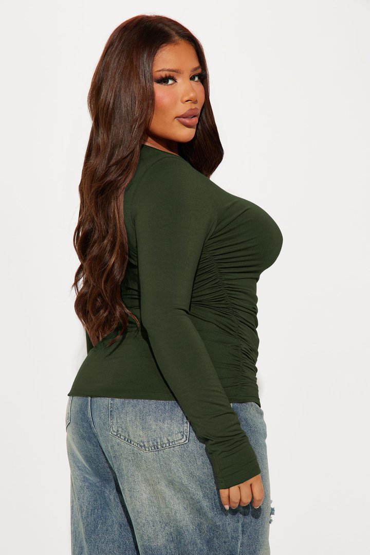 Raven Ruched Top - Olive