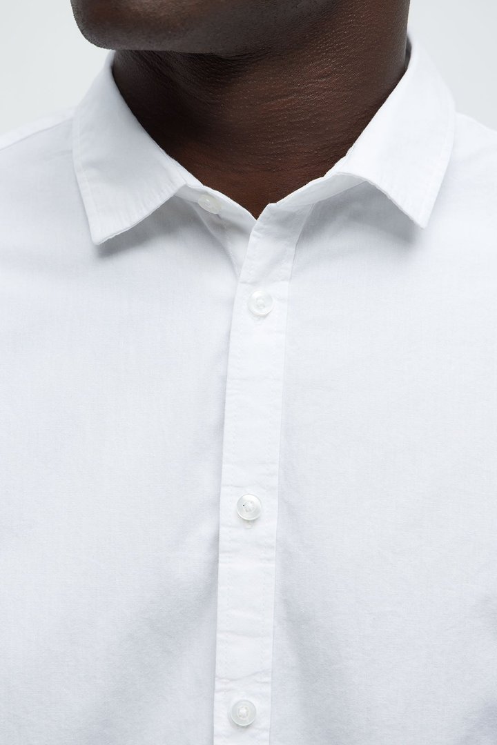 Ryland Cotton Long Sleeve Button Up Shirt - White