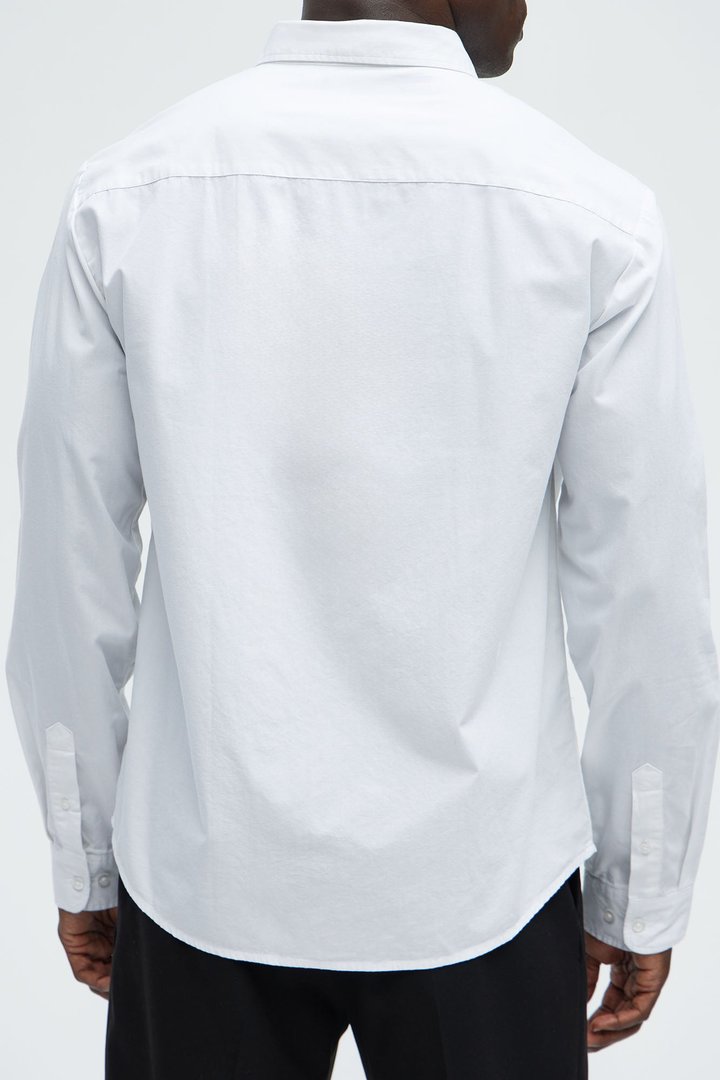 Ryland Cotton Long Sleeve Button Up Shirt - White