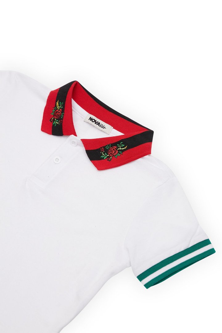 Mini Brandon Short Sleeve Polo Shirt - White