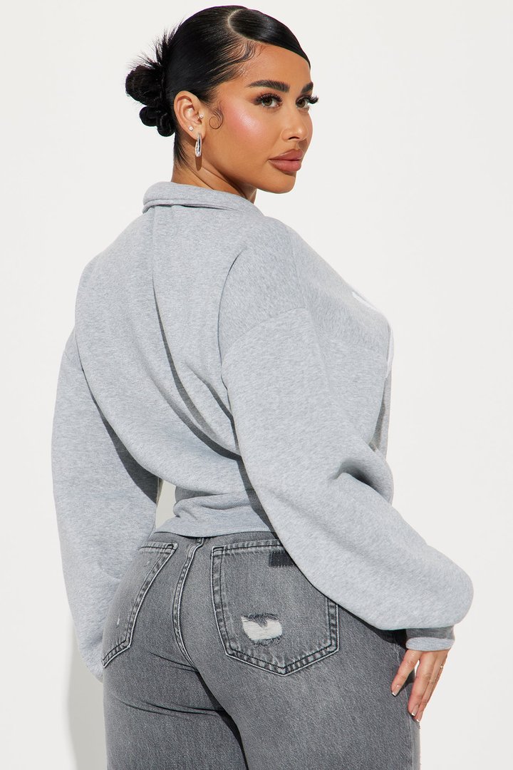 Los Angeles Half Zip Sweatshirt - Heather Grey