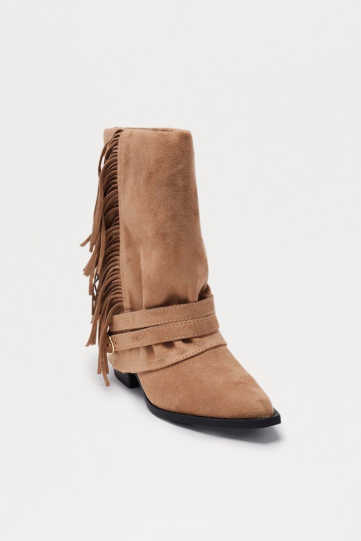 Mendocino Fringe Overlay Booties - Grey