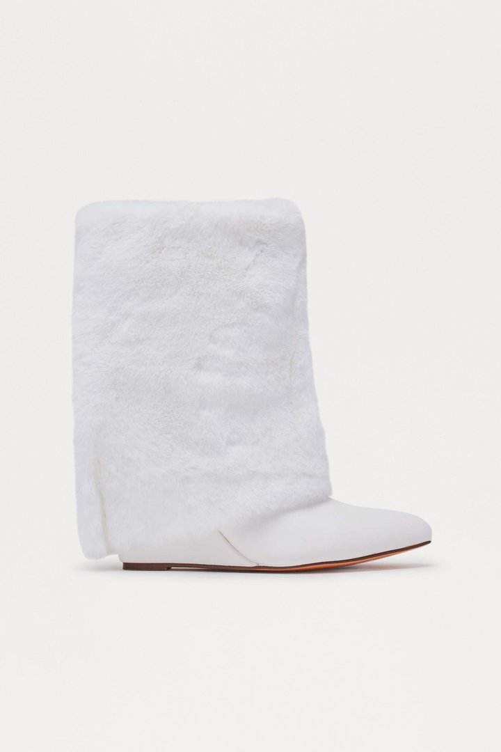 Iceberg Faux Fur Booties - Cream