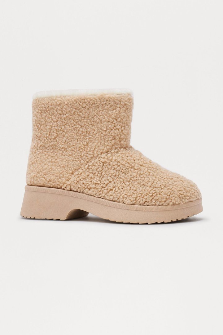 Mini Snow Keeps Falling Sherpa Boots - Beige
