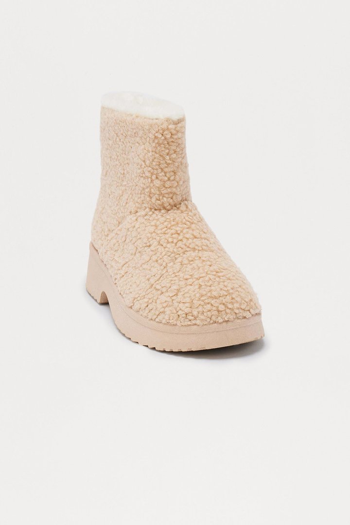 Mini Snow Keeps Falling Sherpa Boots - Beige