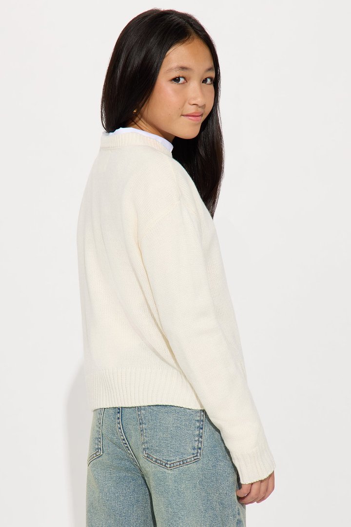 Mini About A Girl Bow Sweater And Scrunchie Set - White/Combo