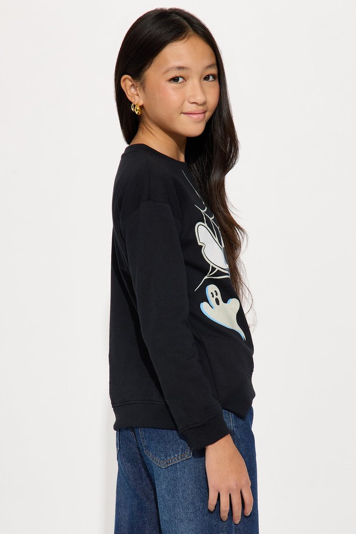 Mini Stitch Halloween Glow In The Dark Crew Neck Sweatshirt - Black