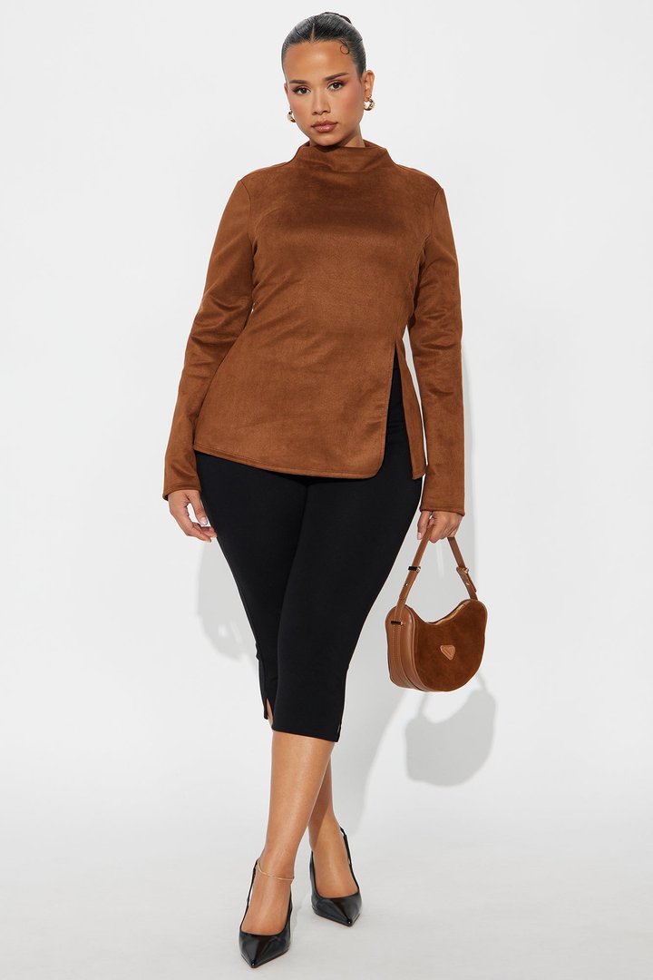 Noah Faux Suede Mock Neck Top - Coco