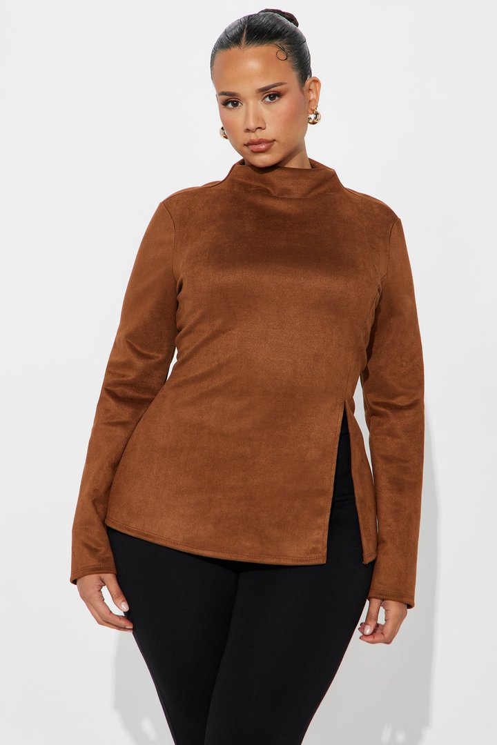 Noah Faux Suede Mock Neck Top - Coco