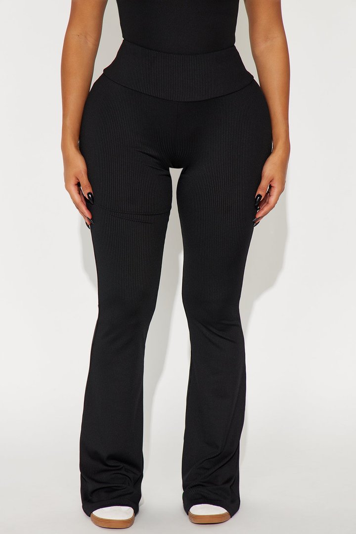 Tall Amber Ribbed Flare Pant - Black