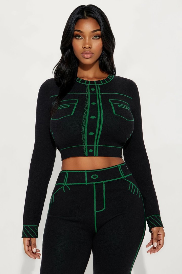 Read The Lines Sweater Pant Set - Black