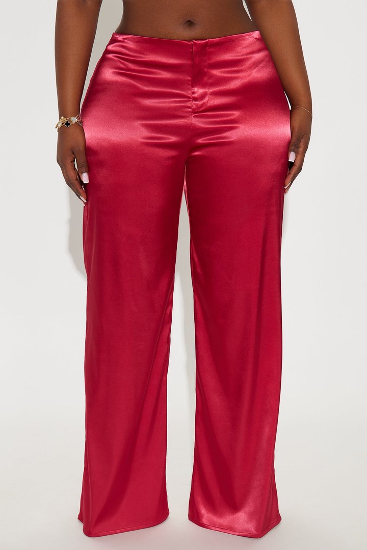 Major Moment Satin Wide Leg Pant 32″ - DarkRed