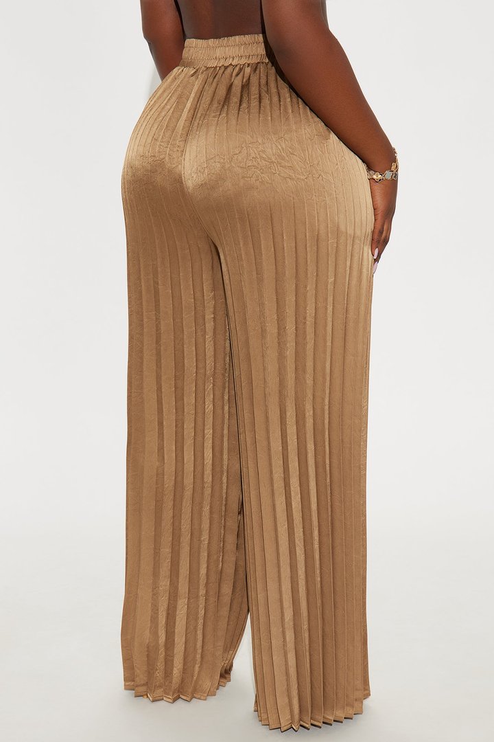 Let's Go Babe Satin Wide Leg Pant 32 - Bronze