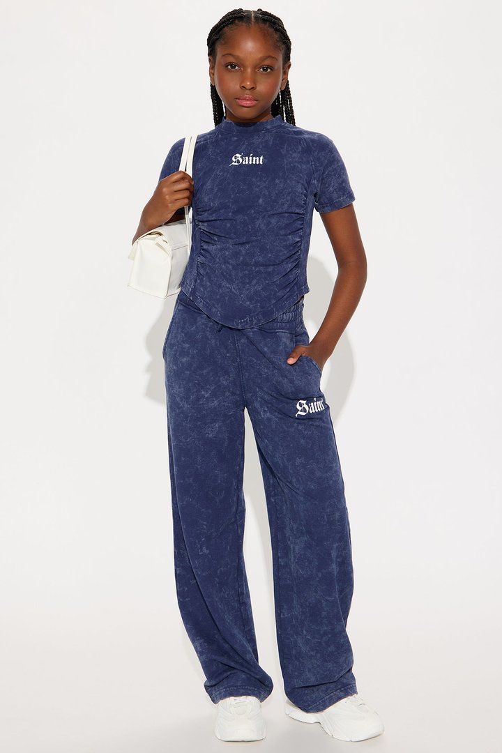 Mini Saint Baby Tee Pant Set - Navy