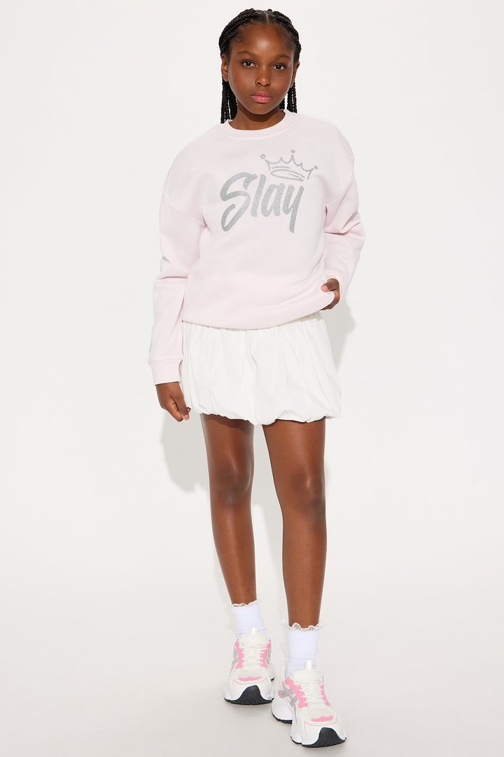 Mini Slay Queen Crew Neck Sweatshirt - Light Pink