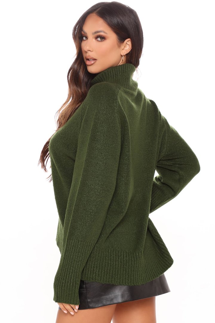 Just Roll With It Babe Turtleneck Sweater - Hunter