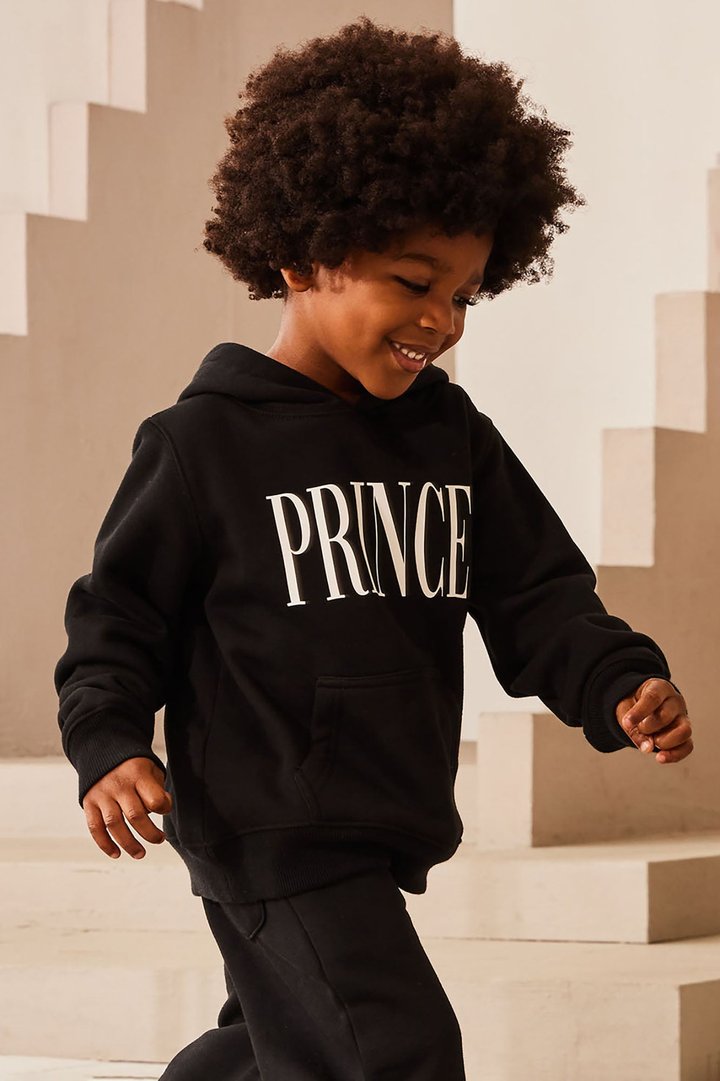 Family Goals Mini Prince Hoodie - Black