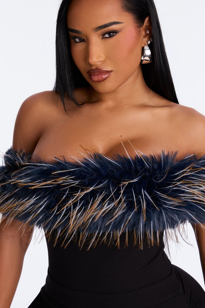 Ruth Faux Fur Jumpsuit - Black