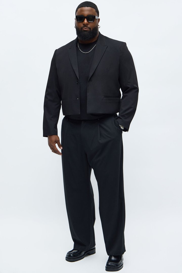 Gabardine Super Cropped Single Breasted Blazer - Black