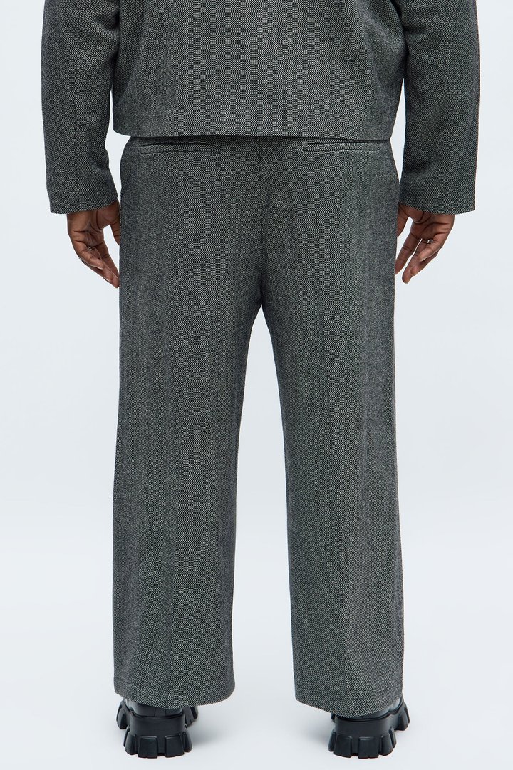Split Wide Leg Textured Trouser - Black/combo