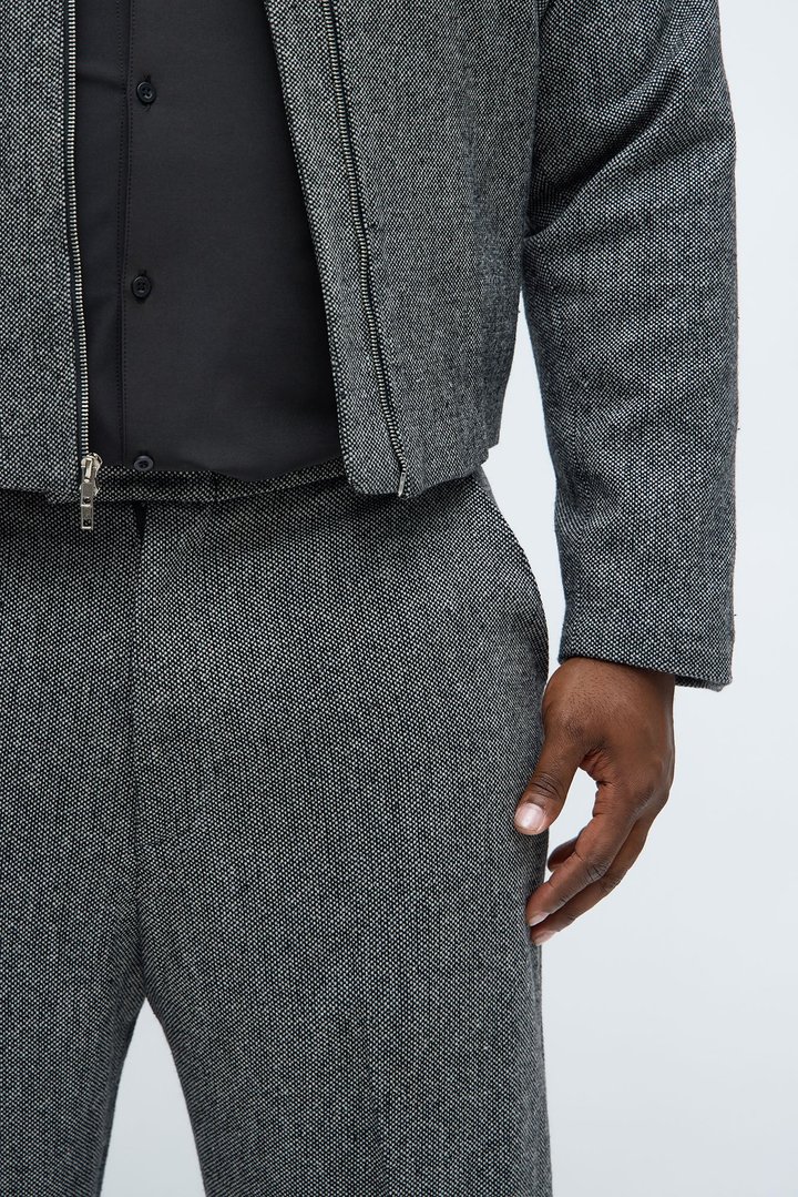 Split Wide Leg Textured Trouser - Black/combo