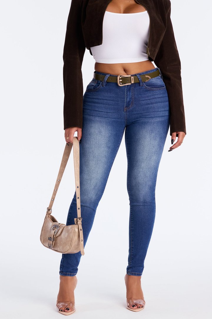 She's Fire Stretch Skinny Jeans - Medium Wash