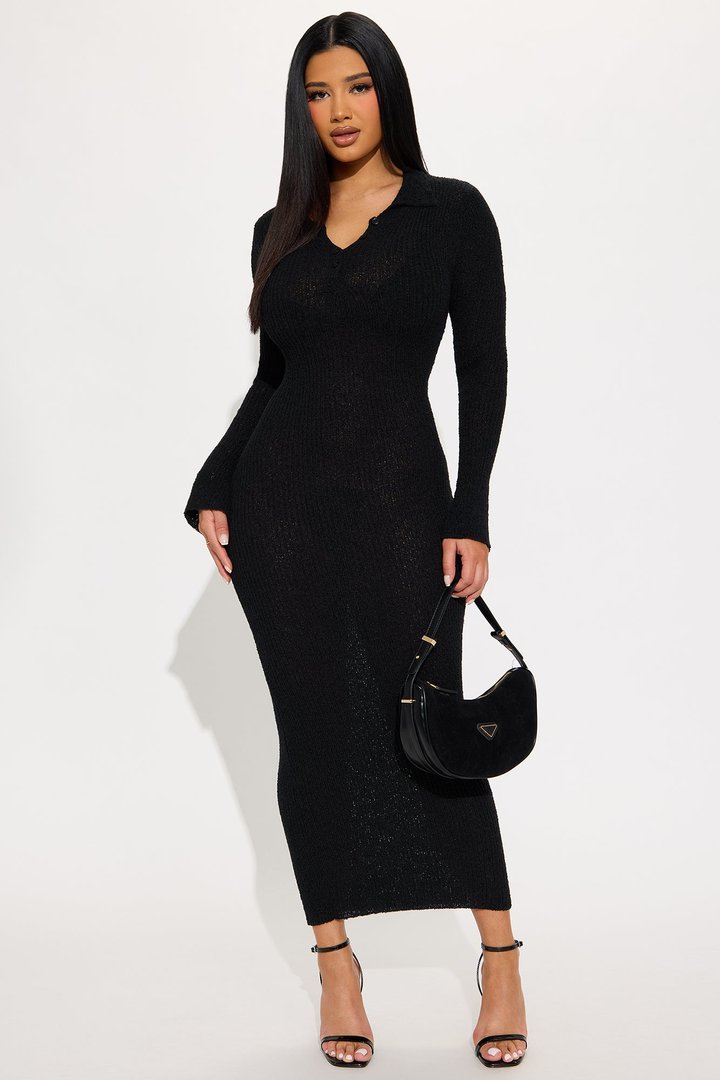 Angelic Sweater Maxi Dress - Black